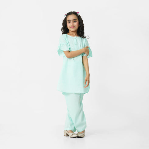 Sky Blue Embroidered 3pc Set